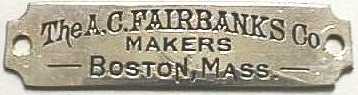 Fairbanks metal name plate